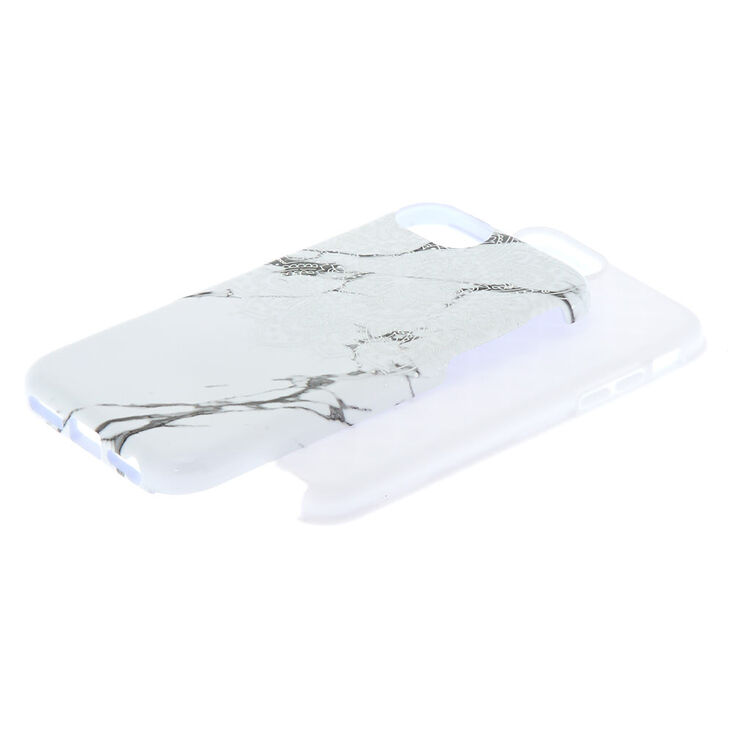Coque de protection pour portable effet marbr&eacute; mandala blanc - Compatible avec iPhone 6/7/8/SE,