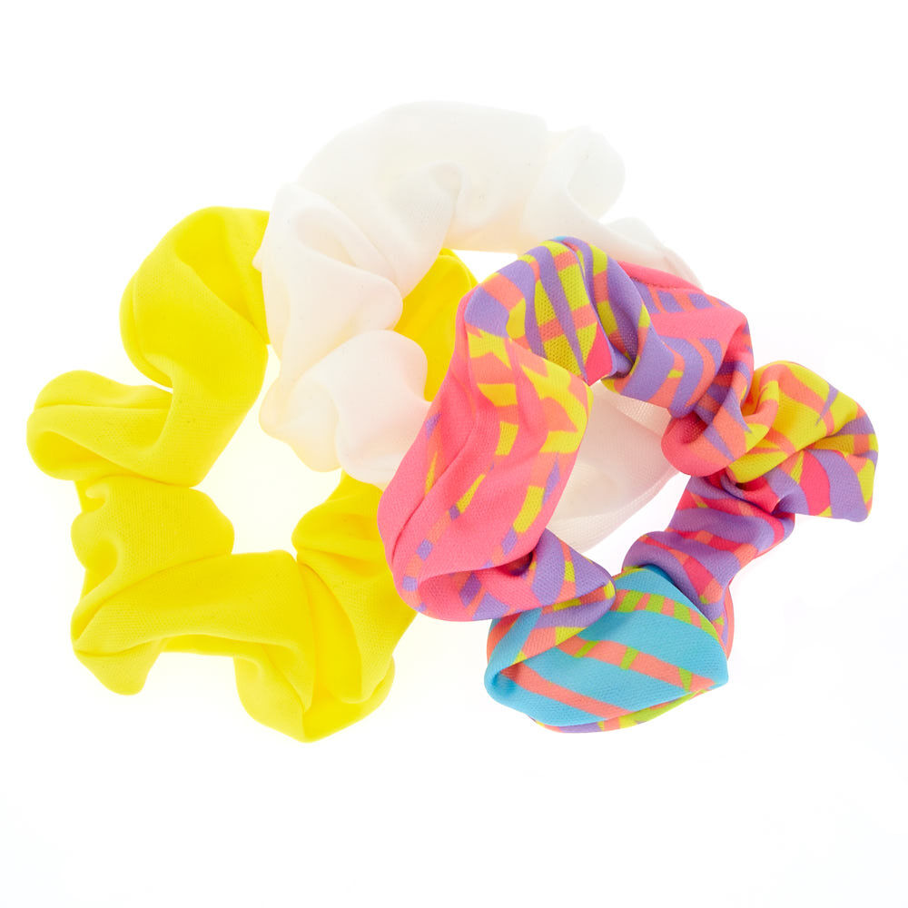 Tropical Hair Scrunchies - Yellow, 3 Pack,