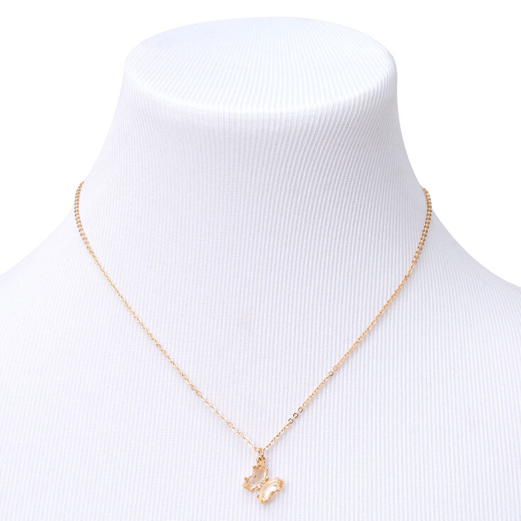 Butterfly Birthstone 16&quot; Gold Pendant Necklace - December,