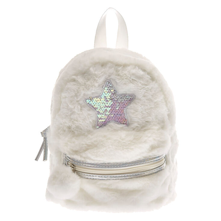 White Mini Fur Backpack | Claire&#39;s US