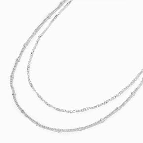 Silver Beaded Chain Multi-Strand Necklace,