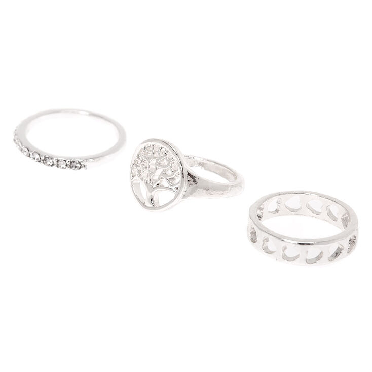 Claire's Bagues de phalange arbre de vie couleur argenté - Lot de 3