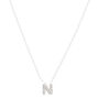Silver Embellished Initial Pendant Necklace - N,