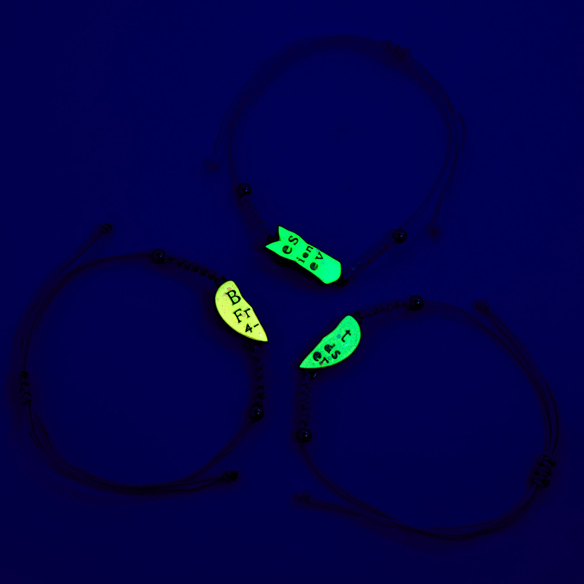 Best Friends Glow in the Dark Pastel Split Heart Bracelet Set - 3 Pack,