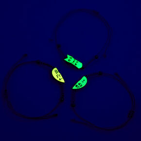 Best Friends Glow in the Dark Pastel Split Heart Bracelet Set - 3 Pack,