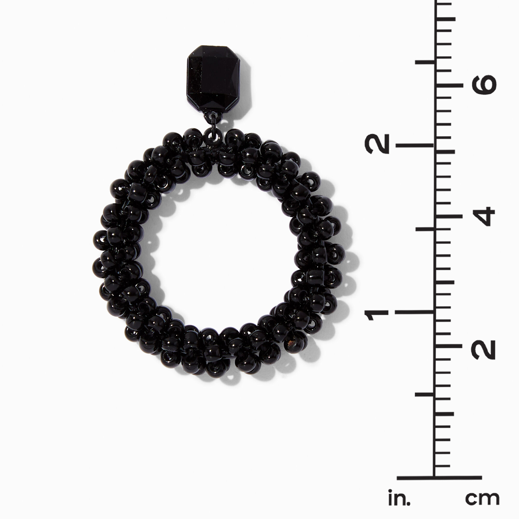 Black Seed Bead Door Knocker 1.5" Drop Earrings ,