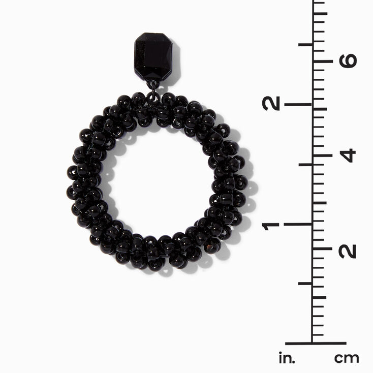 Black Seed Bead Door Knocker 1.5&quot; Drop Earrings ,