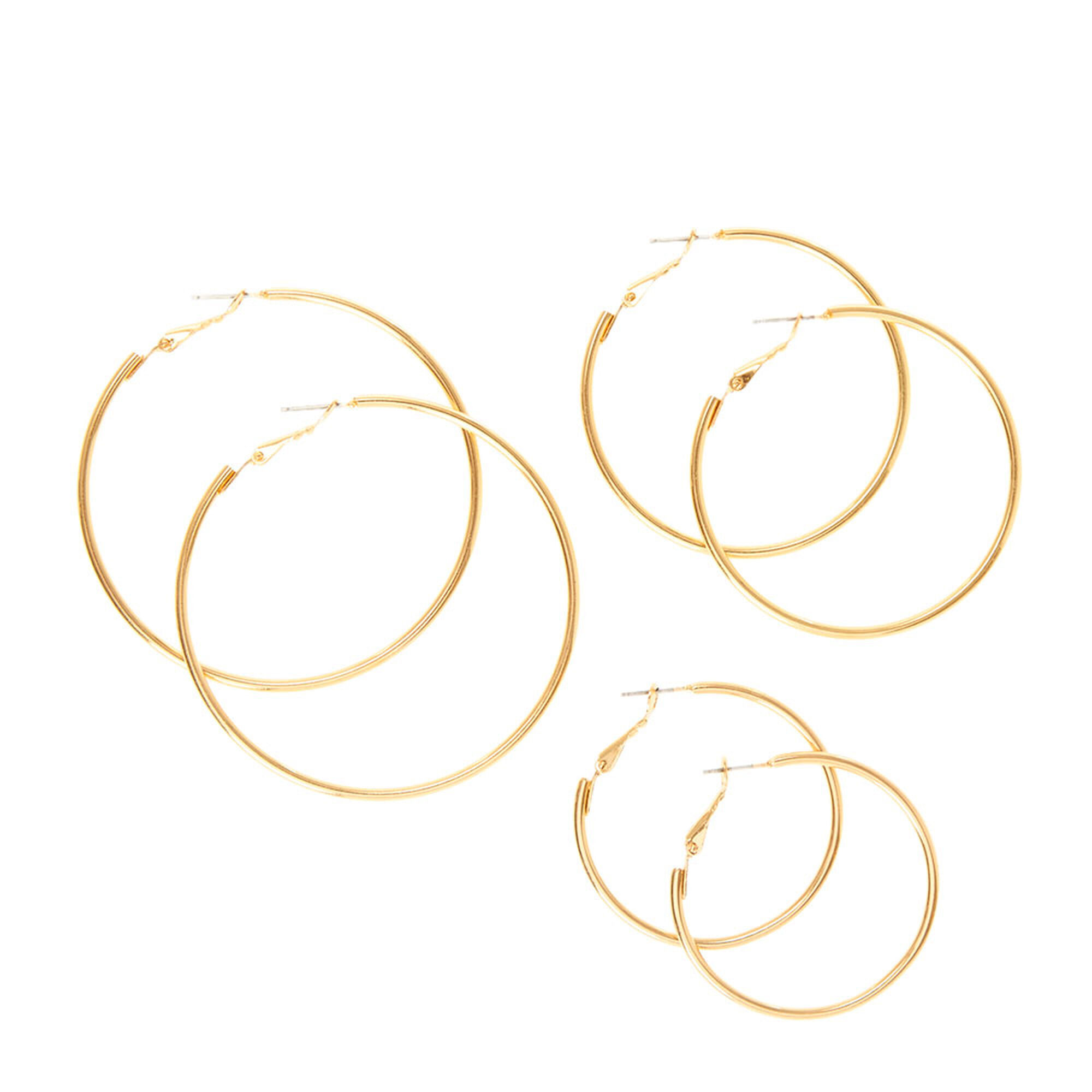 View Claires Graduated Tone Hoop Earrings Gold information
