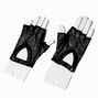 Black Short Sheer Fingerless Biker Gloves ,
