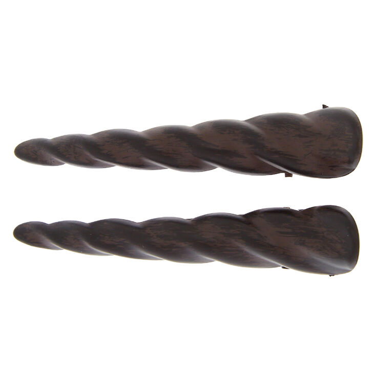 Twisted Wood Hair Clips Dark Brown 2 Pack Claire S
