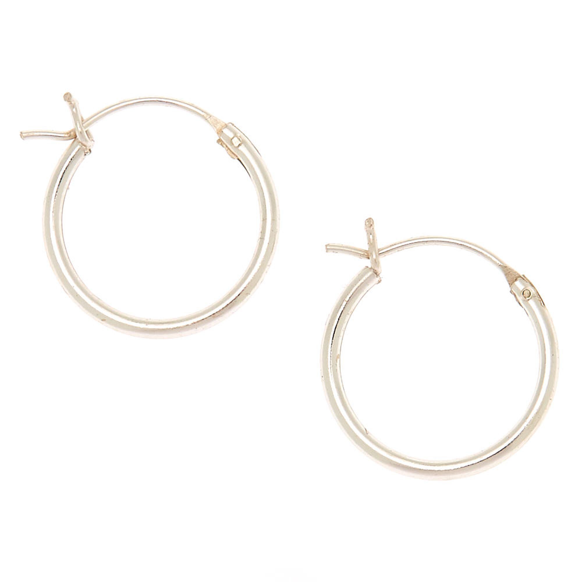 View Claires 14MM Hinge Hoop Earrings Silver information