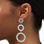 Silver-tone Rhinestone 3&quot; Circle Drop Earrings,
