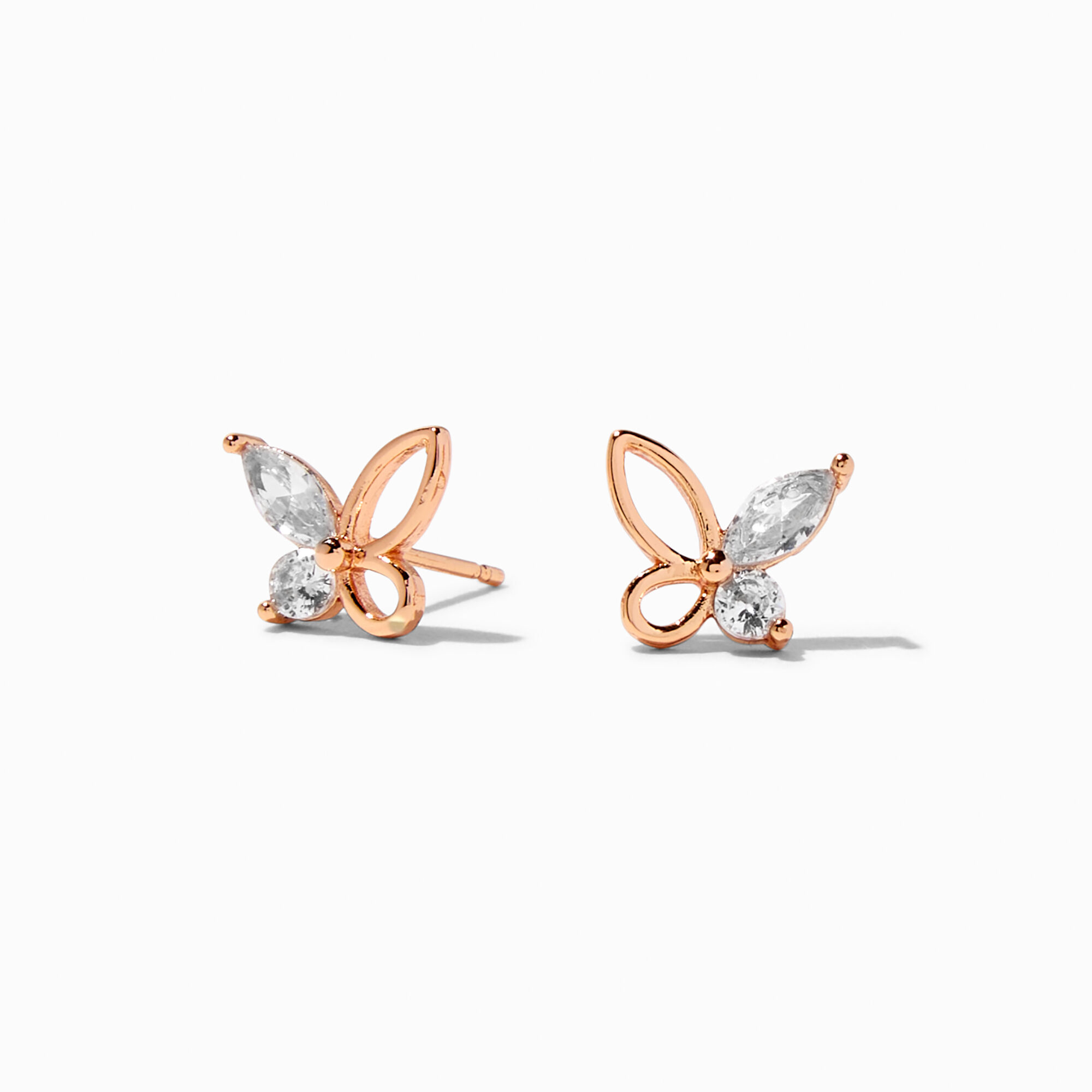 View C Luxe By Claires 18K Rose Plated Cubic Zirconia Butterfly Earrings Gold information