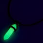 Pink Glow In The Dark Mystical Gem Pendant Black Cord Necklace,