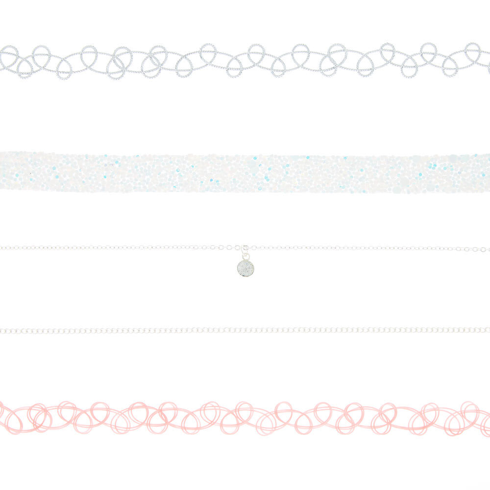 Glitter Tattoo Choker Necklace Set - 5 Pack,