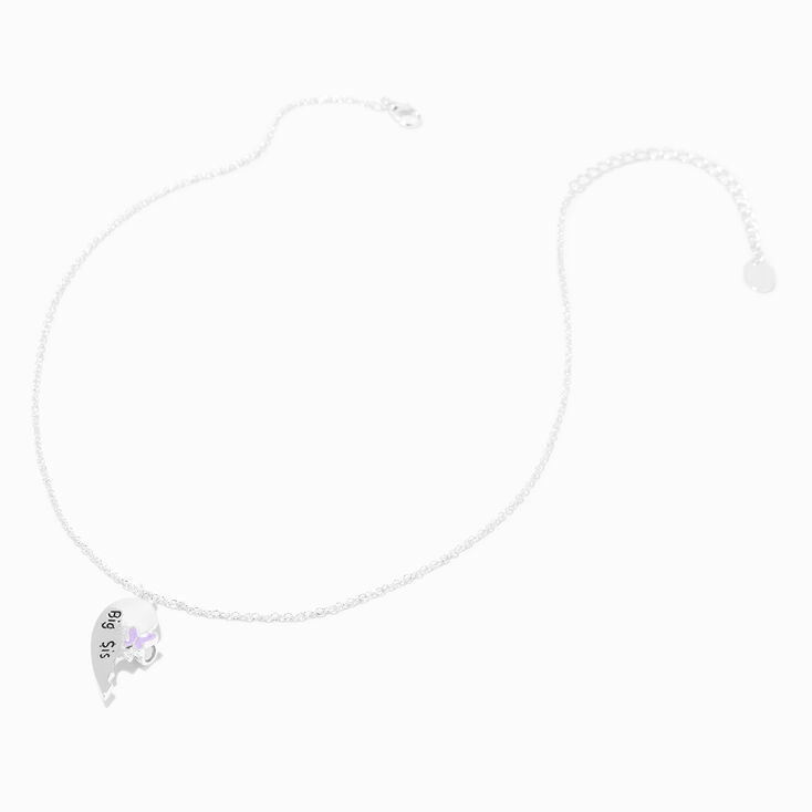 Colliers &agrave; pendentif c&oelig;ur fendu papillon pour grande s&oelig;ur et petite s&oelig;ur Best Friends - Lot de 2,