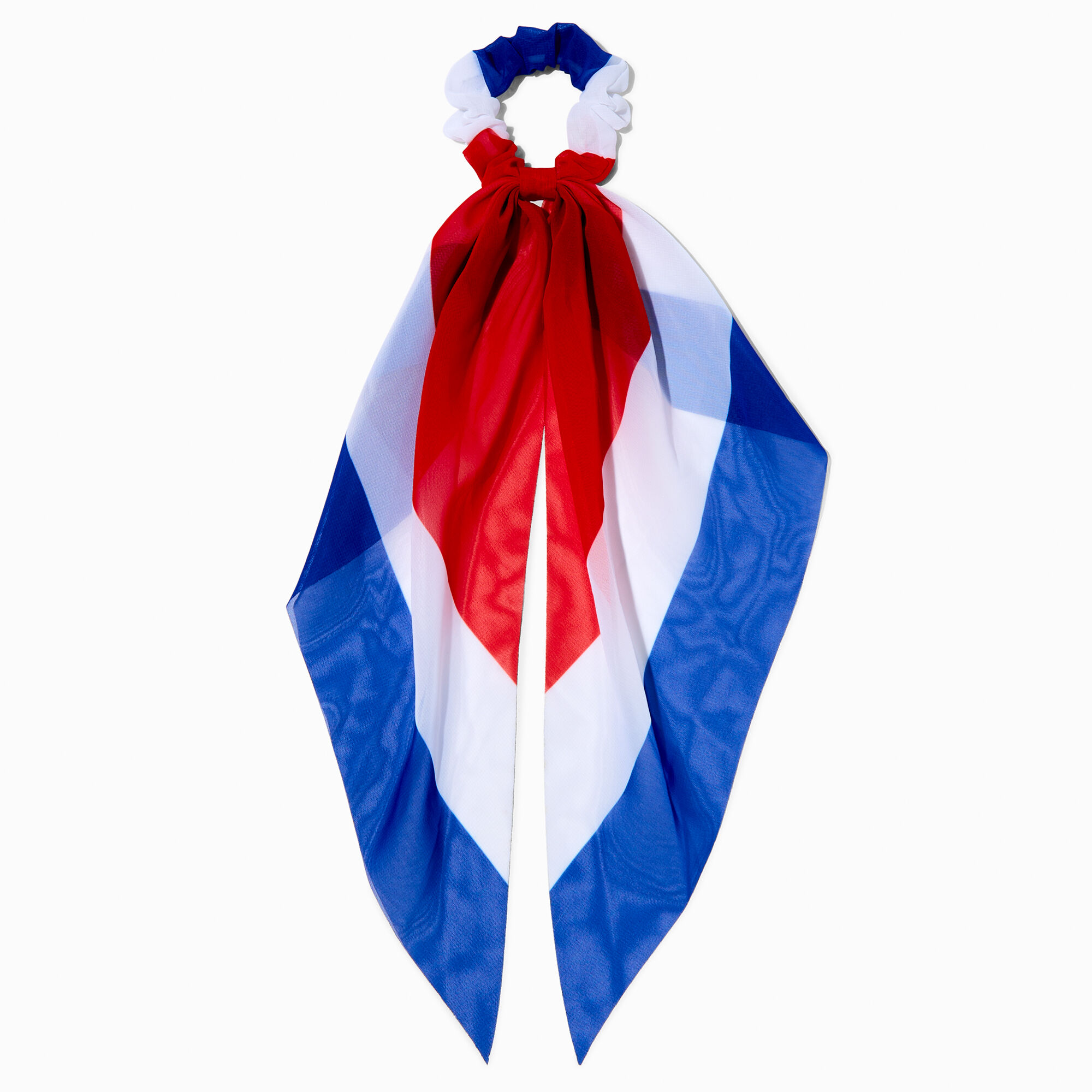 View Claires Red White Hair Scrunchie Scarf Blue information