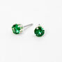 Green Cubic Zirconia 5mm Round Stud Earrings,