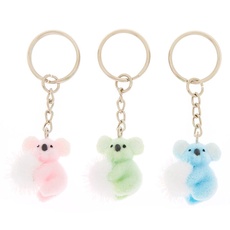 Lot de 3&nbsp;porte-cl&eacute;s best friends pompons koala,