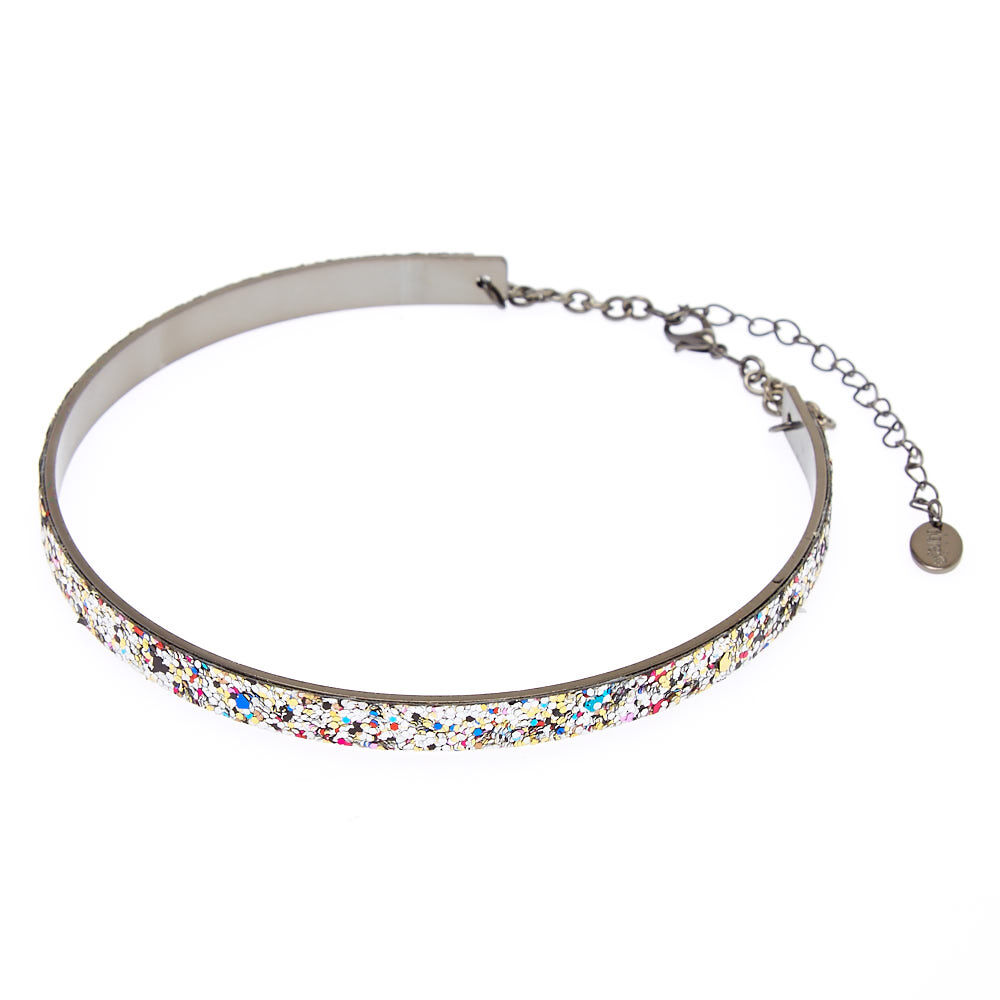 Glitter Metal Choker Collar Necklace,