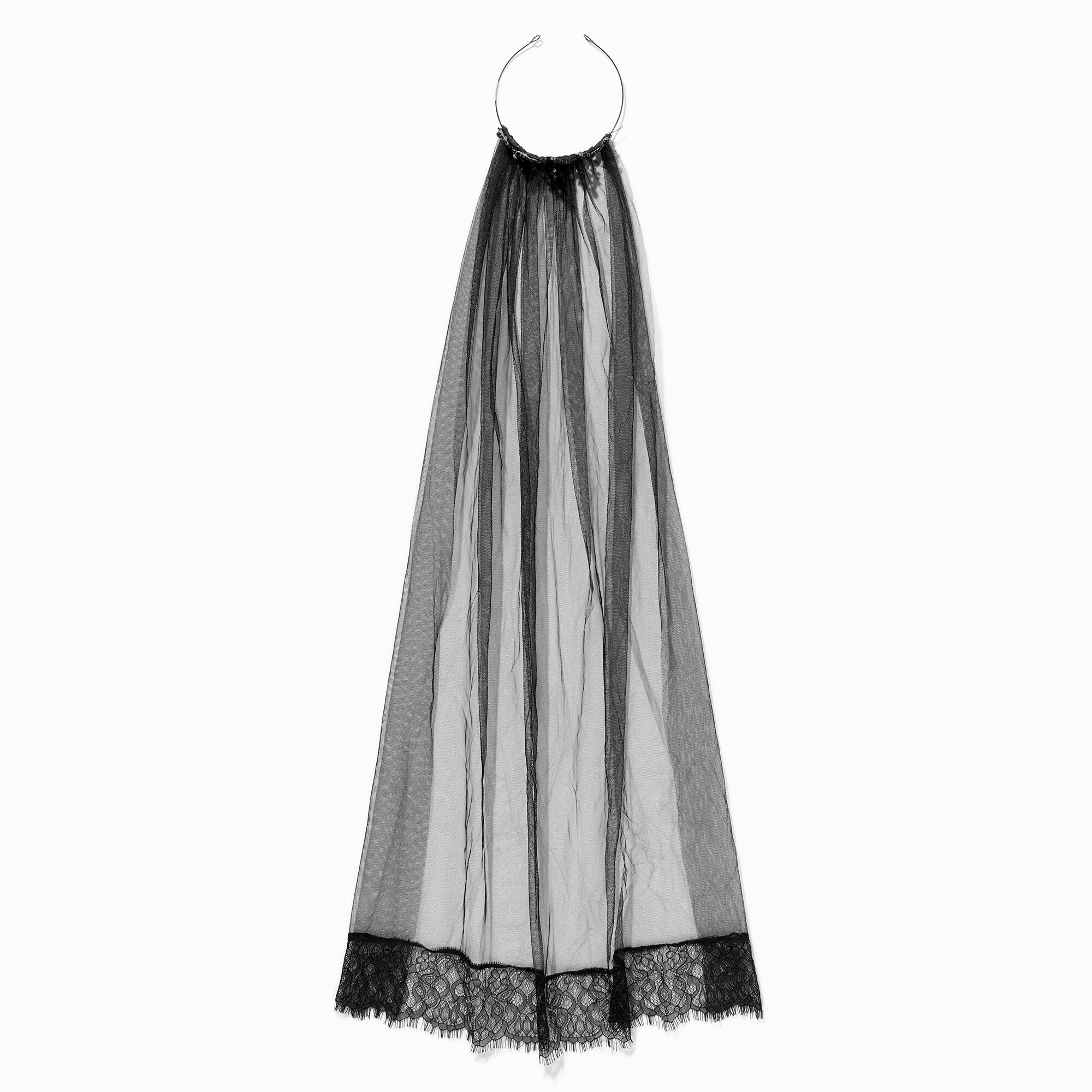 Serre-tête avec voile couronne gothique décorés de strass noir,