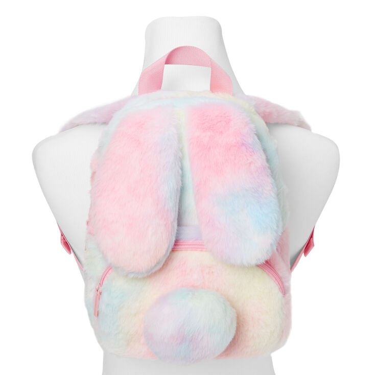 Claire&#39;s Club Pastel Tie Dye Bunny Furry Mini Backpack,