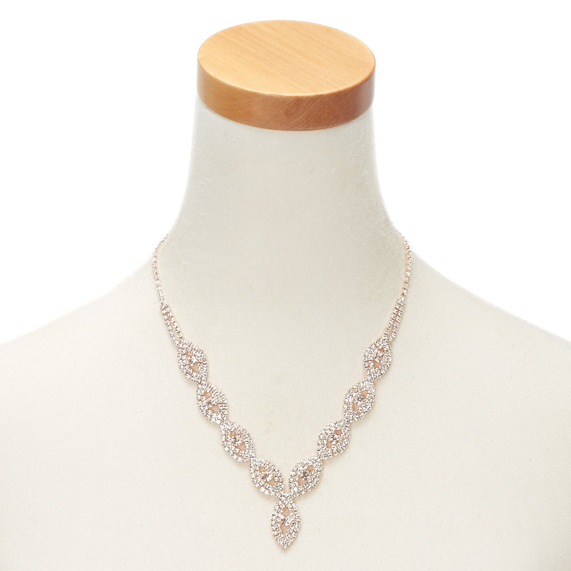 Rose Gold Evil Eye Rhinestone Statement Necklace Claire S Us