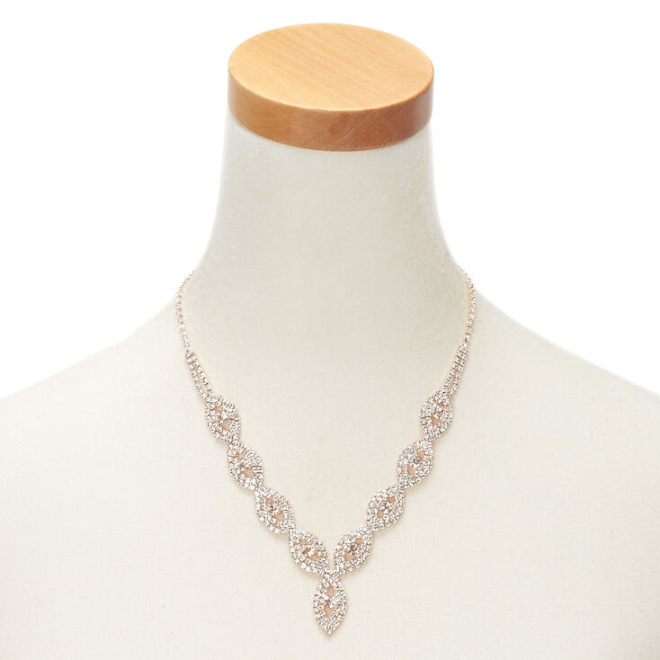 Rose Gold Evil Eye Rhinestone Statement Necklace,