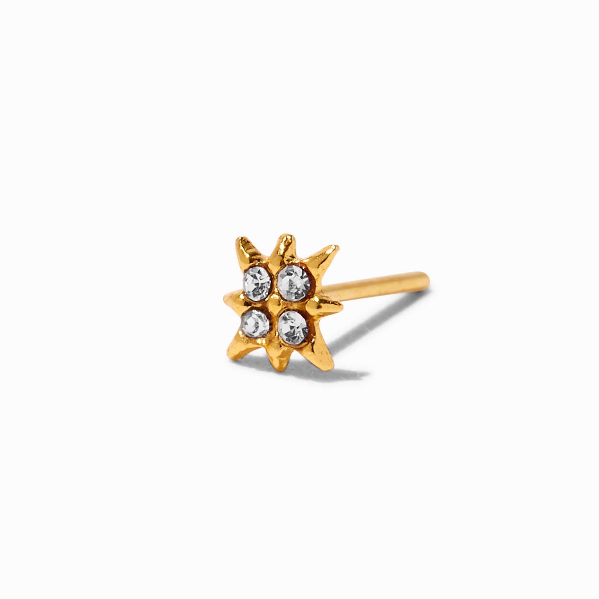 Piercing de nez 0,6 mm étoile en strass couleur argentée et couleur dorée,