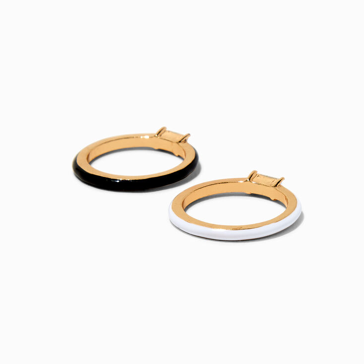 Black &amp; White Enamel Ring Stack - 2 Pack,