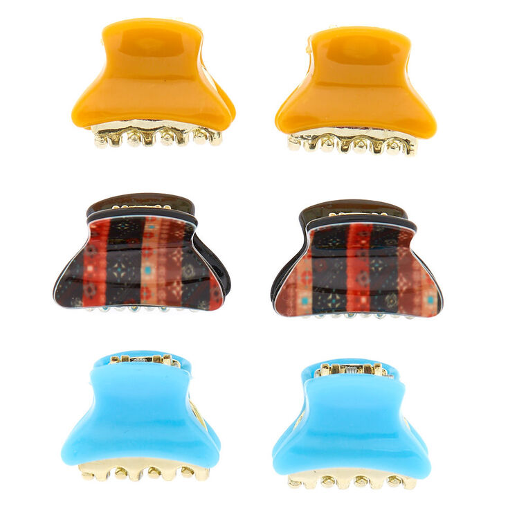 Boho Aztec Solid Mini Hair Claws - 6 Pack,