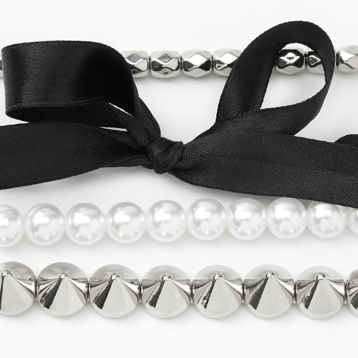 Silver Spiky Chain Bracelets - 4 Pack,