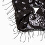 Black Bandana Print Chain Fringe Hair Scrunchie,