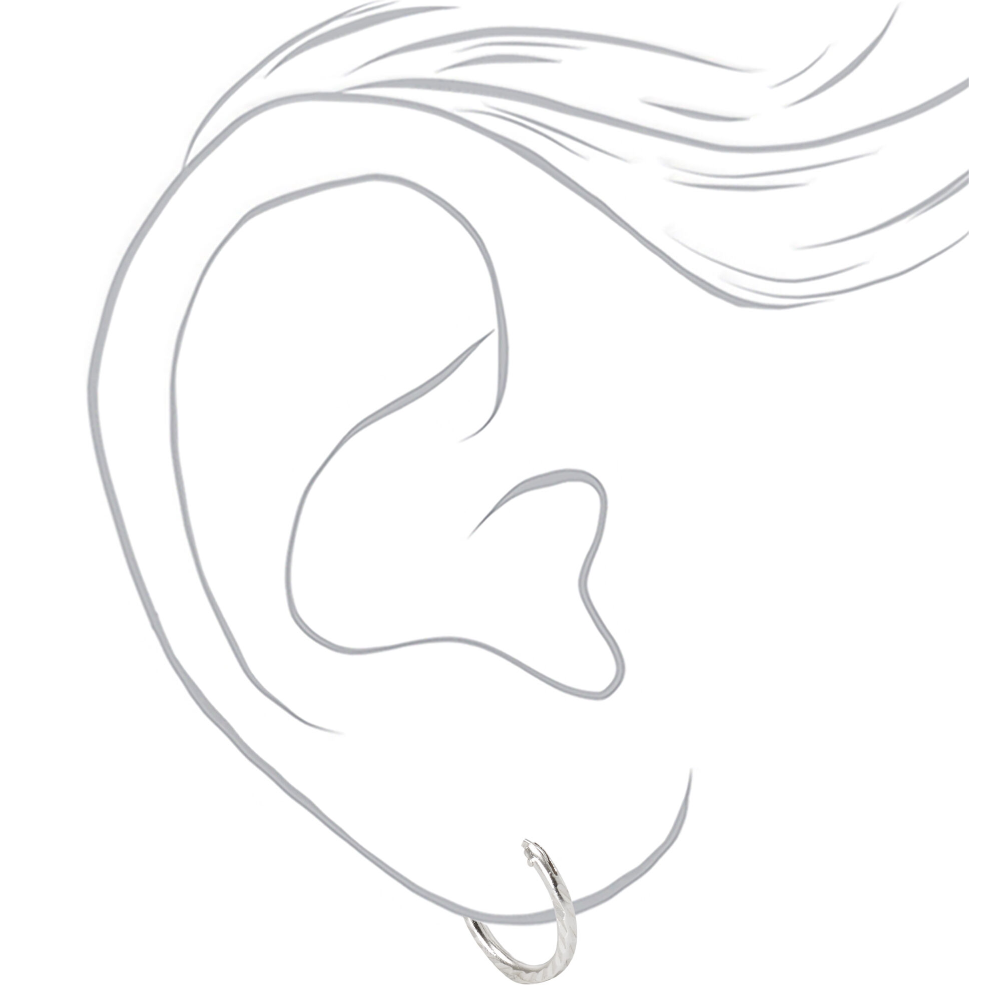 Sterling Silver 10MM Textured Hinge Hoop Earrings,