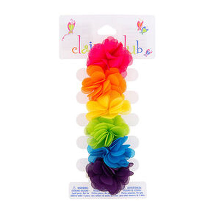 Claire&#39;s Club Rainbow Flower Hair Clips - 6 Pack,