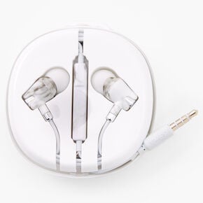 White Marble Silicone Earbuds,