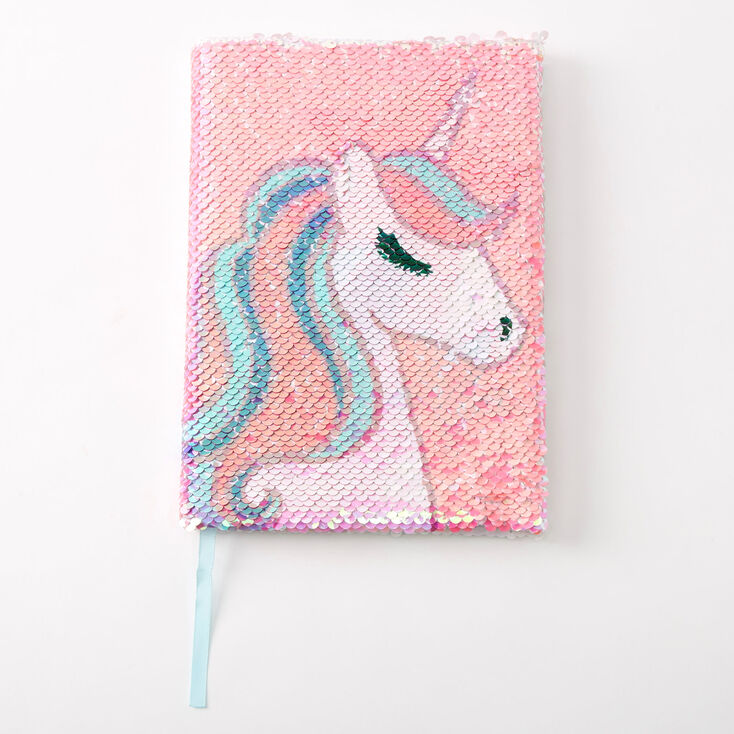 Claire's Journal intime en sequins réversibles Miss Glitter la licorne - Rose