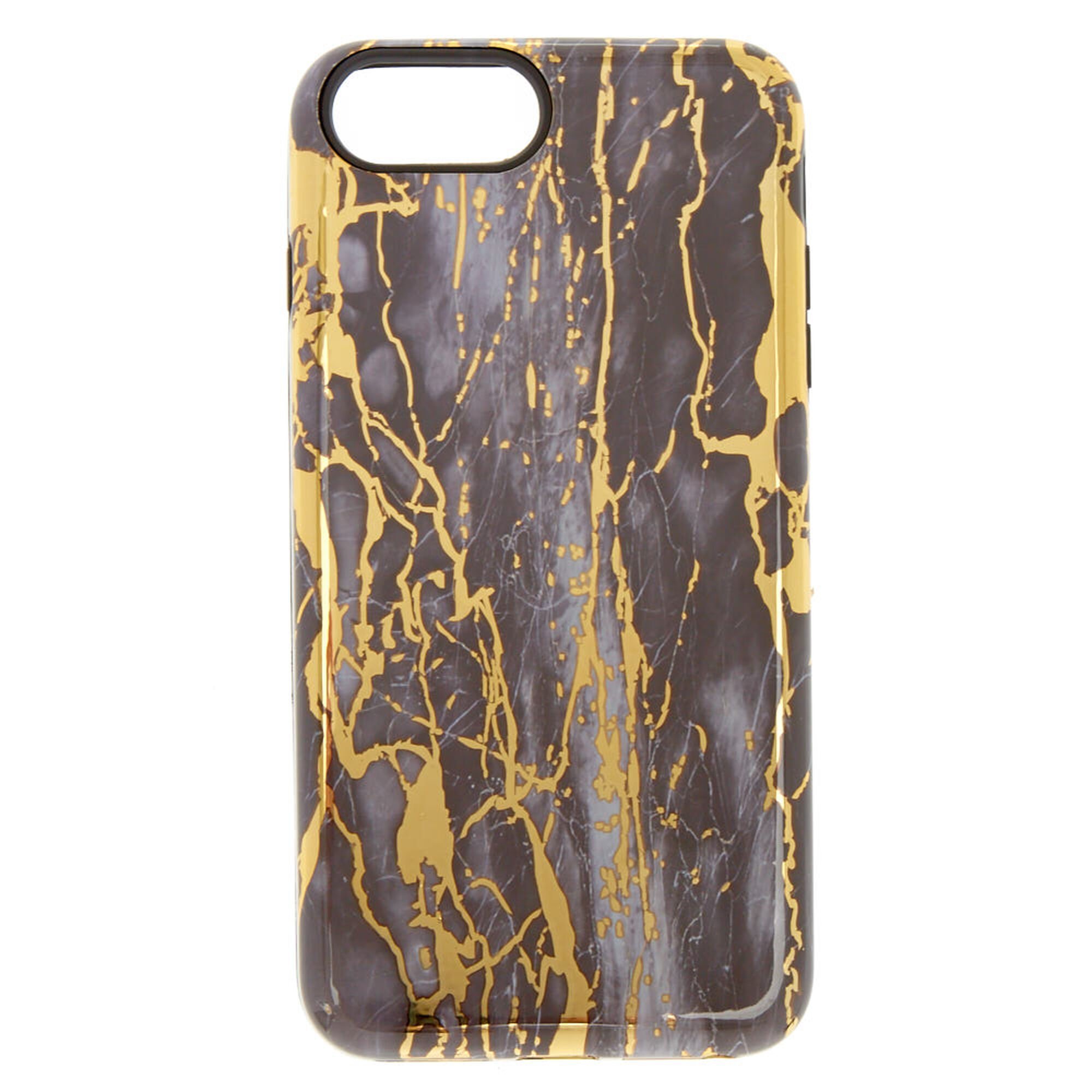 View Claires Cracked Marble Protective Phone Case Fits Iphone 678 Plus Black information
