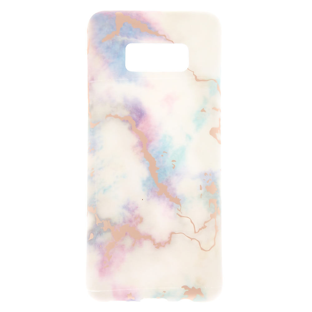 Coque de portable blanche effet marbré tons pastel - Compatible avec Samsung S8,