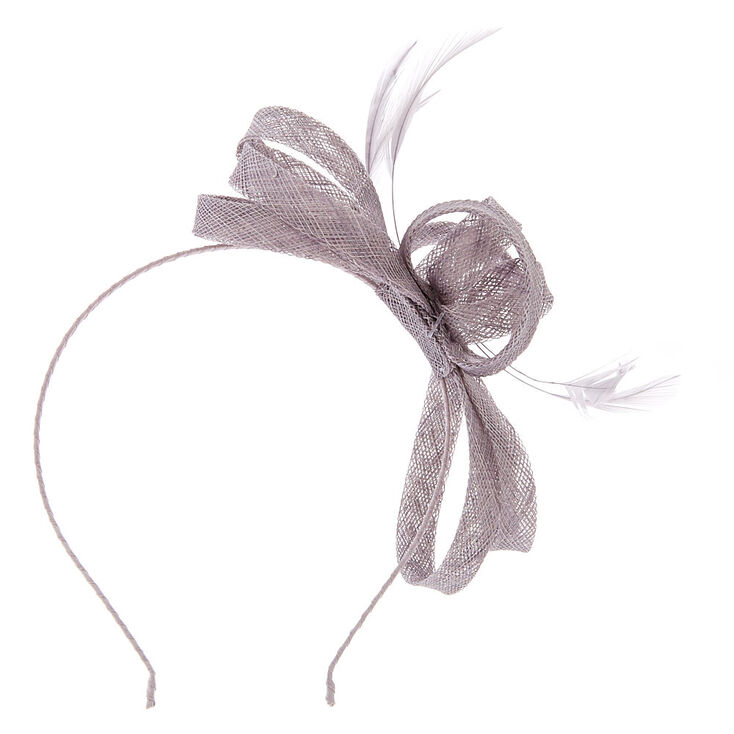 Feather Bow Headband - Grey,