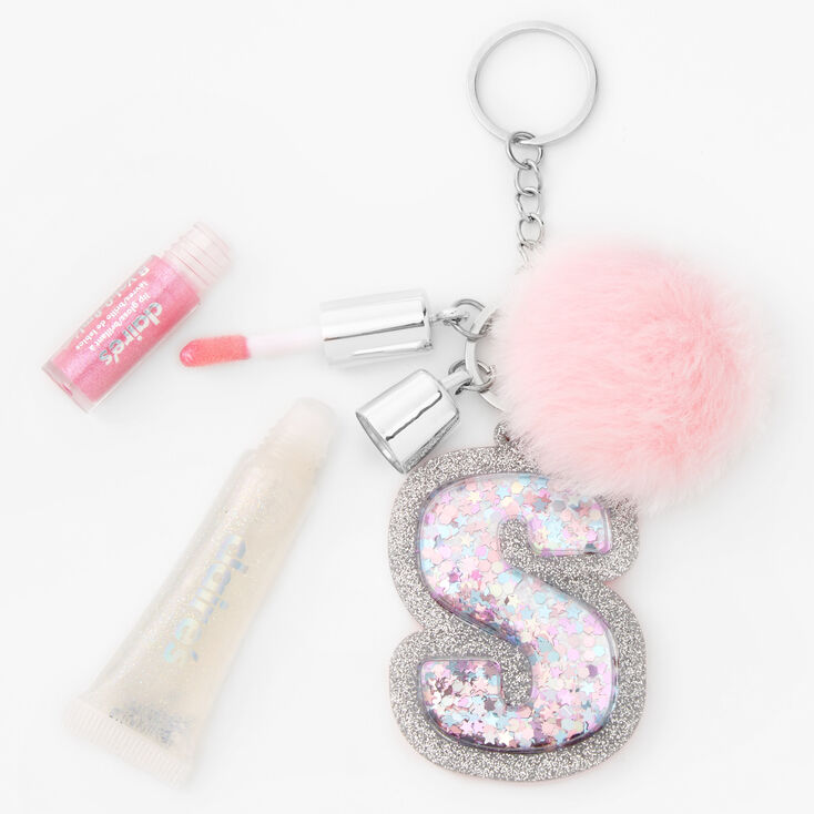 Initial Lip Gloss Keychain - Pink, S,