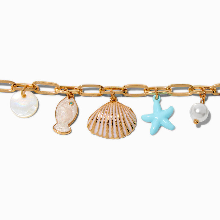 Gold-tone Beachy Charm Bracelet,