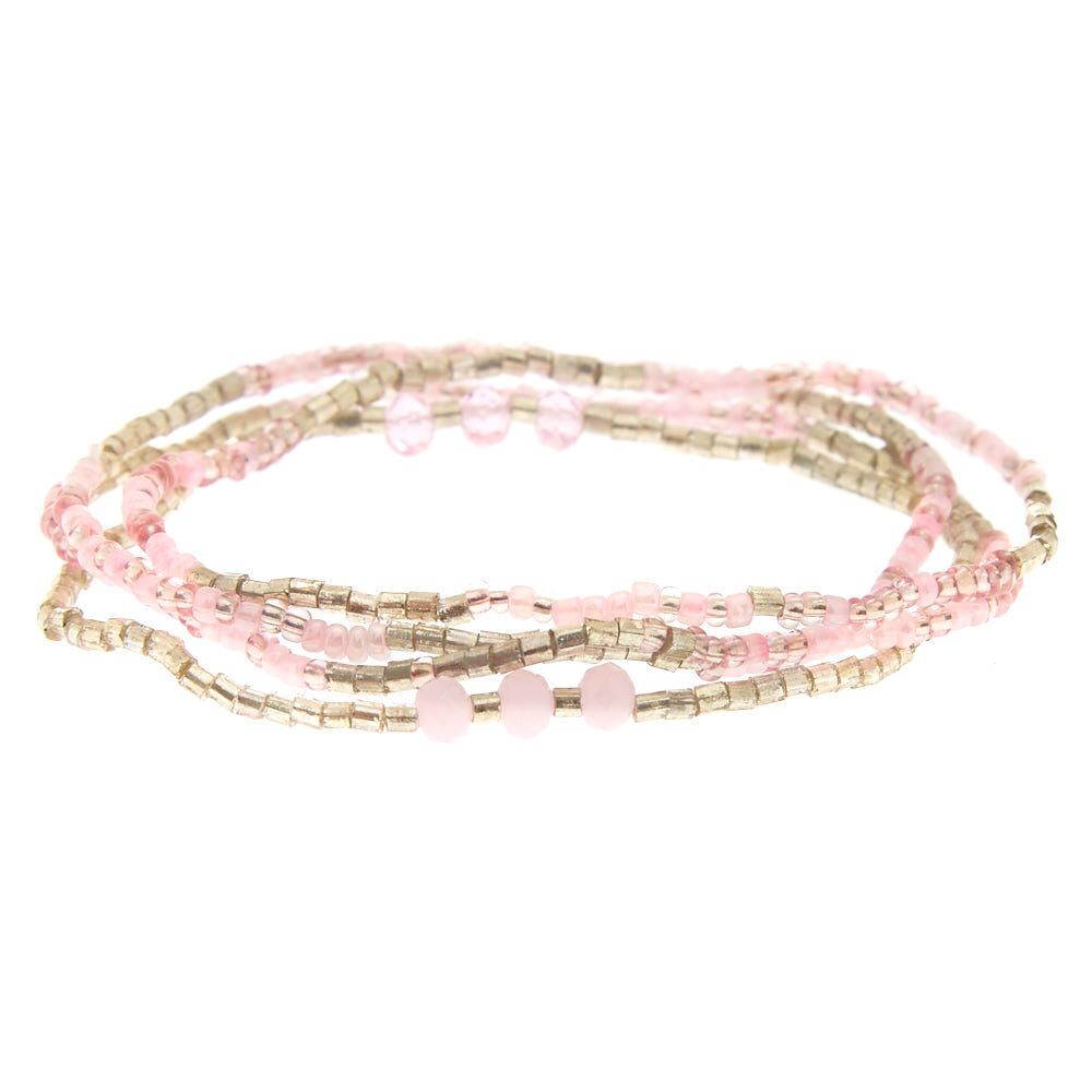 Beaded Stretch Bracelets - Pink, 4 Pack,