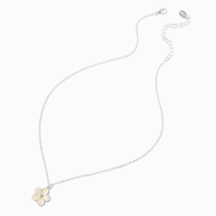 Silver-tone Enamel Flower Pendant Necklace,
