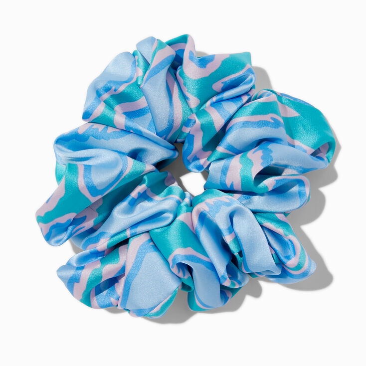Giant Silky Blue Wave Hair Scrunchie,