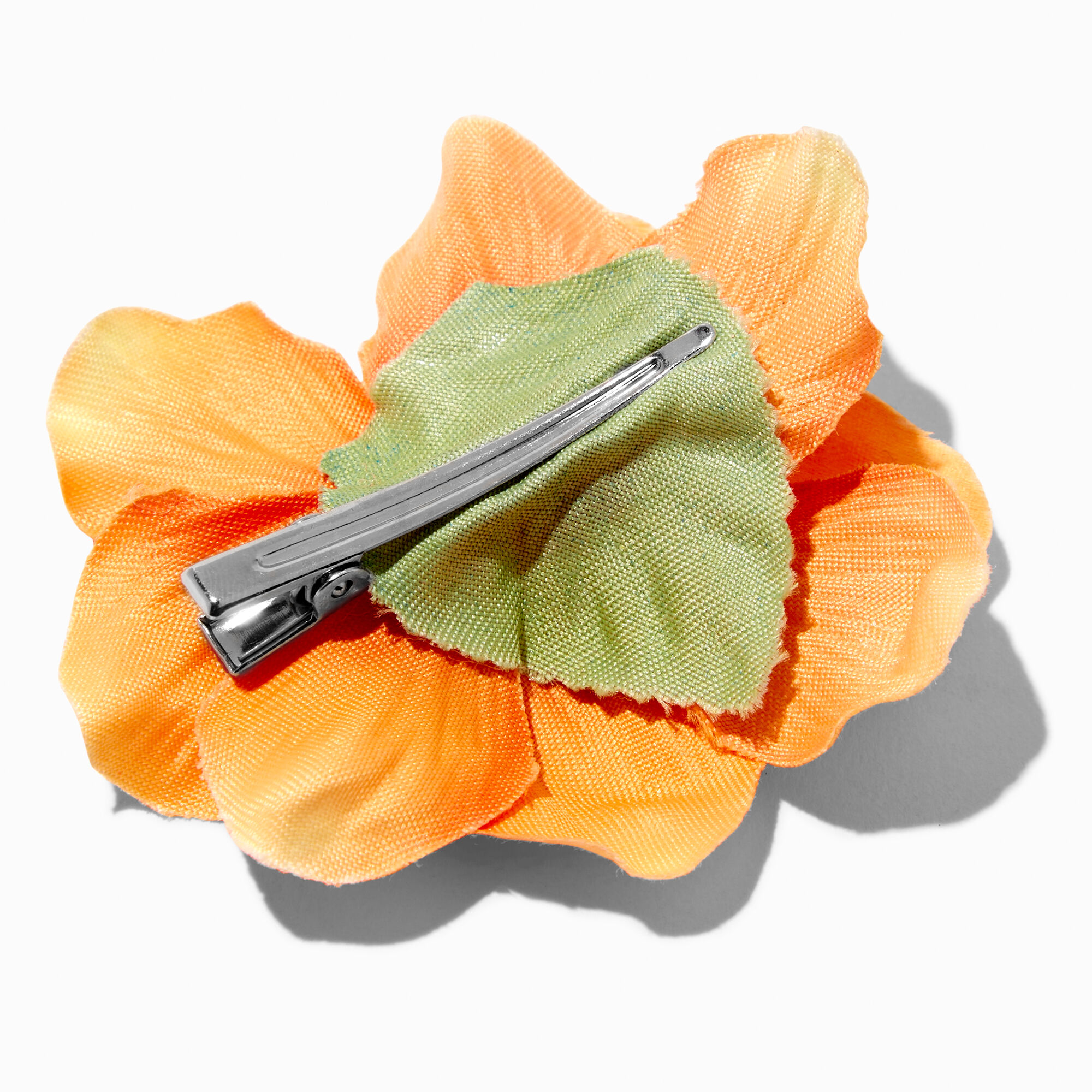 Barrette fleur d’hibiscus orange,