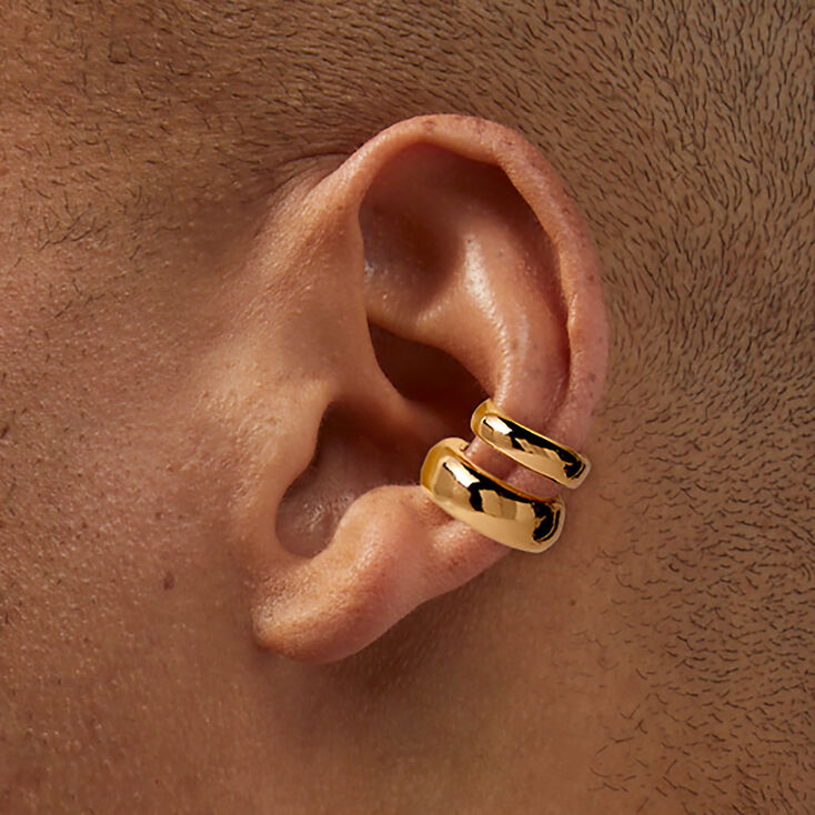 Manchette d&rsquo;oreille &eacute;paisse double couleur dor&eacute;e,