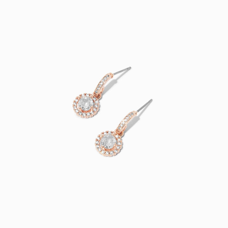 Cr&eacute;oles en halo avec zircon cubique couleur dor&eacute; rose,