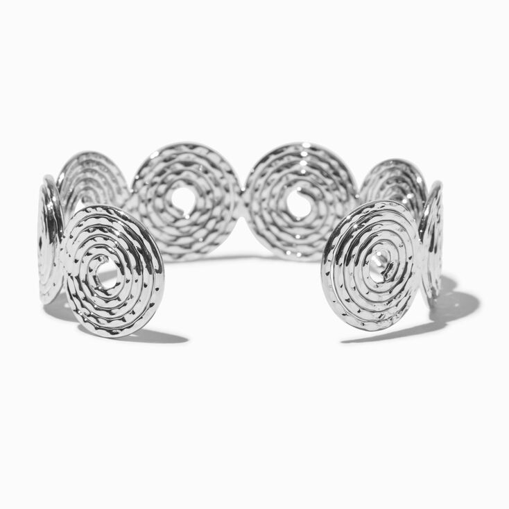 Silver-tone Swirl Disc Cuff Bracelet,