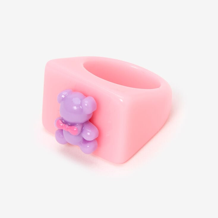 Teddy Bear Fidget Resin Ring - Pink,